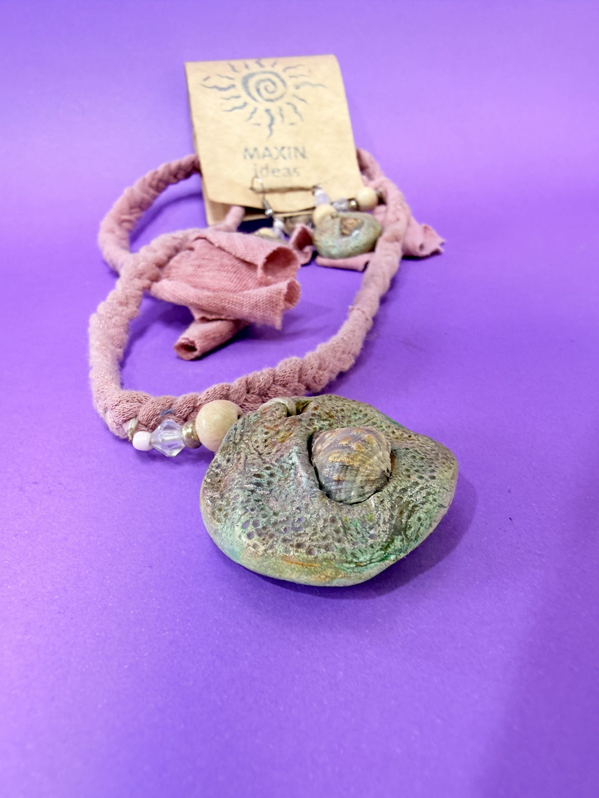 Conjunto Artesanal – Collar y Aros Caracol y Pátina Verde - Imagen 2