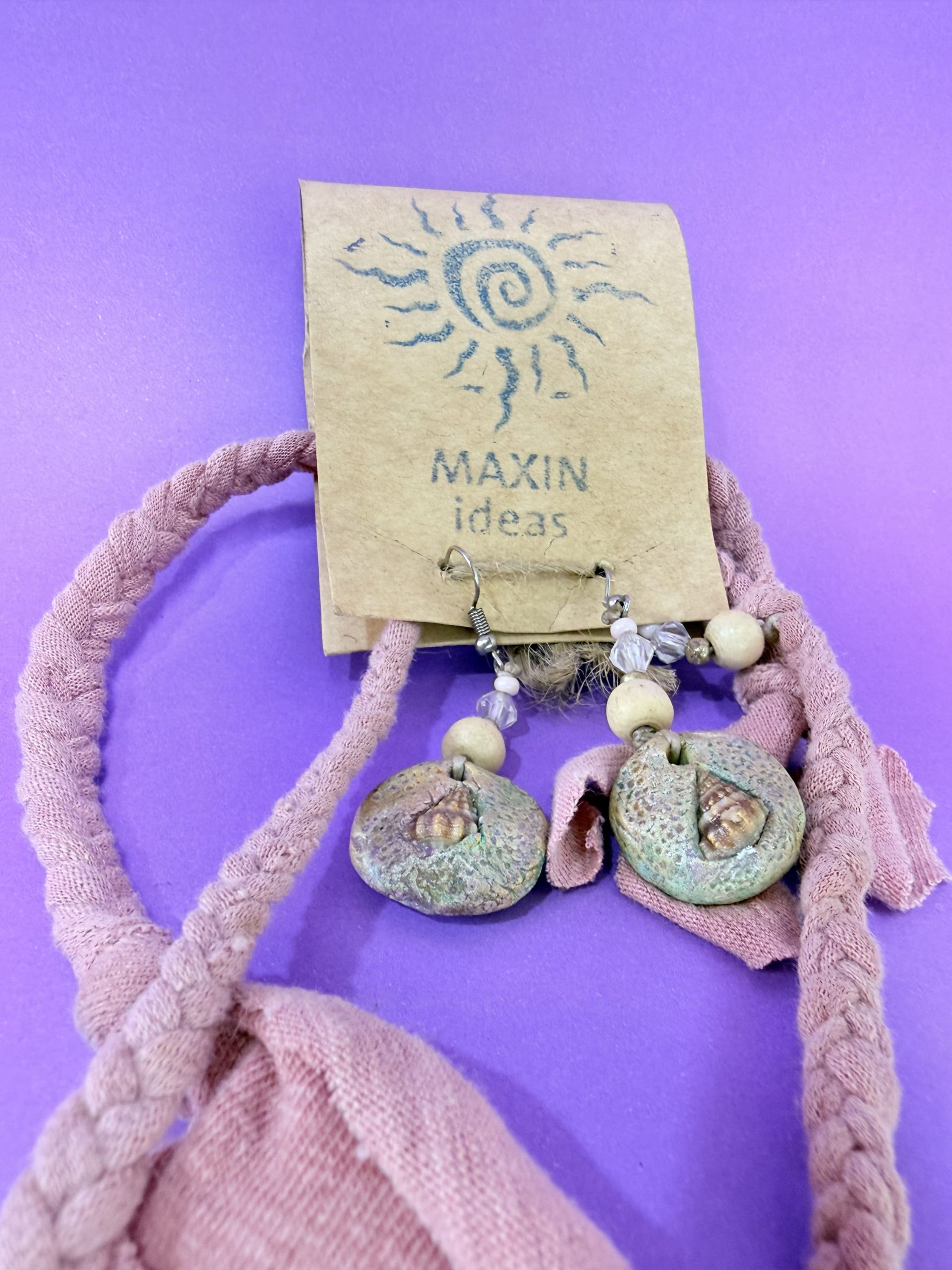 Conjunto Artesanal – Collar y Aros Caracol y Pátina Verde - Imagen 3